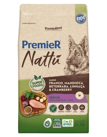 PremieR Nattu Cães Sênior Frango, Mandioca, Beterraba, Linhaça & Cranberry 10KG