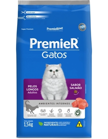 PremieR Gatos Pelos Longos Adultos Salmão 1,5KG