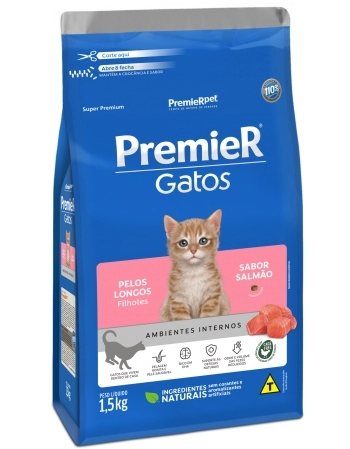 PremieR Gatos Pelos Longos Filhotes Salmão 1,5KG