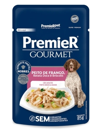 PremieR Gourmet Cães Adultos Portes Médio e Grande Peito de Frango Batata Doce e Brócolis (CX 20UN) 85G